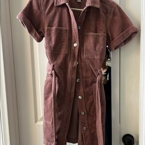 Corduroy Button-Up Dress